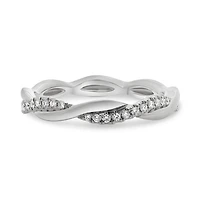 14K White, Yellow or Rose Gold 0.11cttw Diamond Twisted Pave Ring - 14K White Gold / 4.5
