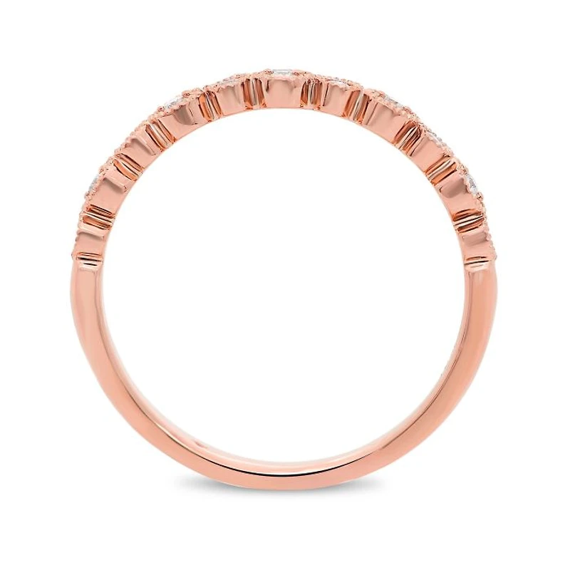 14K White, Yellow or Rose Gold 0.09cttw Diamond Milgrain Band - 14K White Gold