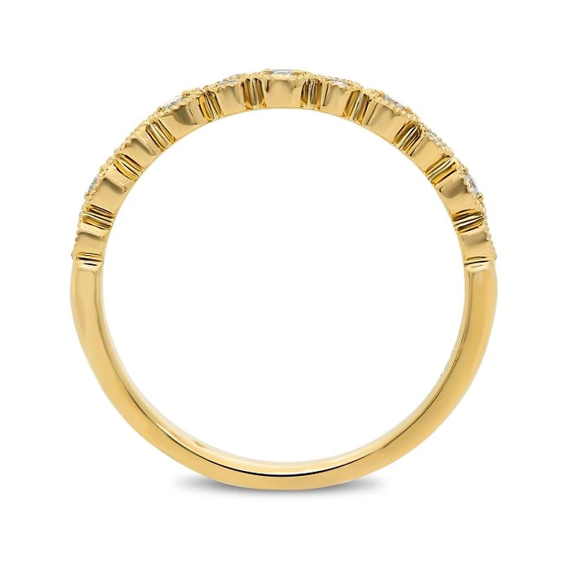 14K White, Yellow or Rose Gold 0.09cttw Diamond Milgrain Band - 14K White Gold