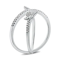 14K White, Yellow or Rose Gold 0.20cttw Diamond Butterfly Ring - 14K White Gold