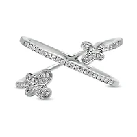 14K White, Yellow or Rose Gold 0.20cttw Diamond Butterfly Ring - 14K White Gold