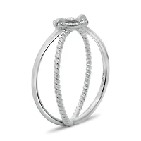 14K Two Tone Textured Diamond Ring - 14K 2 Tone