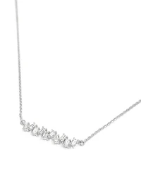 14K White Gold 0.21cttw Baguette Diamond Pendant, 15" Long