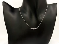 14K White Gold 0.21cttw Baguette Diamond Pendant, 15" Long