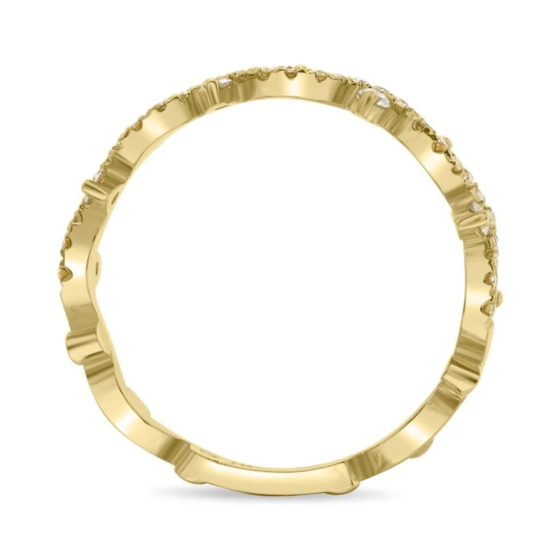 14K Yellow Gold Wavy Natural Fancy Yellow & White Diamond Band