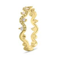 14K Yellow Gold Wavy Natural Fancy Yellow & White Diamond Band