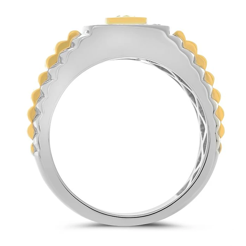 14K 2 Tone Gold Natural Fancy Yellow and White Diamond Ring