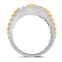 14K 2 Tone Gold Natural Fancy Yellow and White Diamond Ring