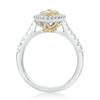 18K 2 Tone Gold Pear-shaped Natural Fancy Yellow and White Diamond Cluster Ring - 4.5