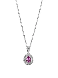 18K White Gold 0.47cttw Pink Sapphire with 0.25cttw Diamond Necklace - 16 Inches