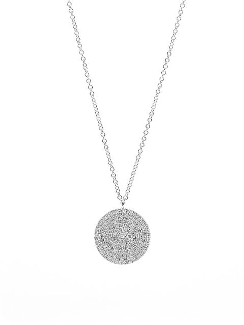 14K White Gold 0.41cttw Round Disc Diamond Necklace - 20 Inches