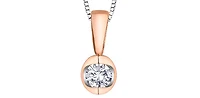 10K Two Toned Rose Gold and White Gold 0.04cttw Diamond Solitaire Necklace - 17 Inches