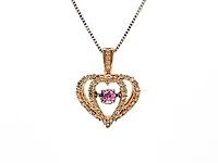 10K Rose & White Gold Pink Sapphire and Diamond 0.17cttw Necklace,18"