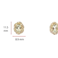 10K Yellow Gold Prasiolite / Green Amethyst and Diamond Earrings