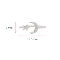 14K White Gold 0.05cttw Diamond Moon & Star Ring, size 6.5