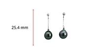 14K White Gold 8.5-9.0mm Tahitian Pearl Dangle Earring