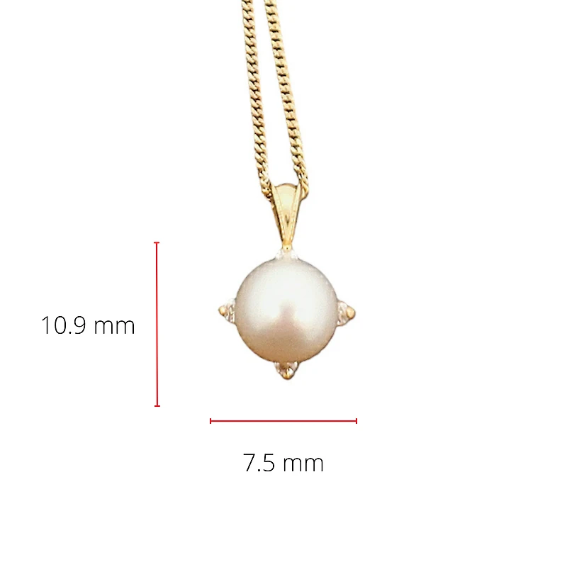 10K Yellow Gold Cultured Pearl and Diamond Pendant