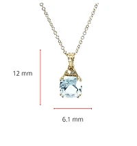 10K Gold 6.0mm Cushion Cut Aquamarine & 0.01cttw Diamond Pendant
