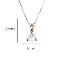 10K Yellow Gold 5.0mm Trillion Cut Aquamarine Pendant - 18"