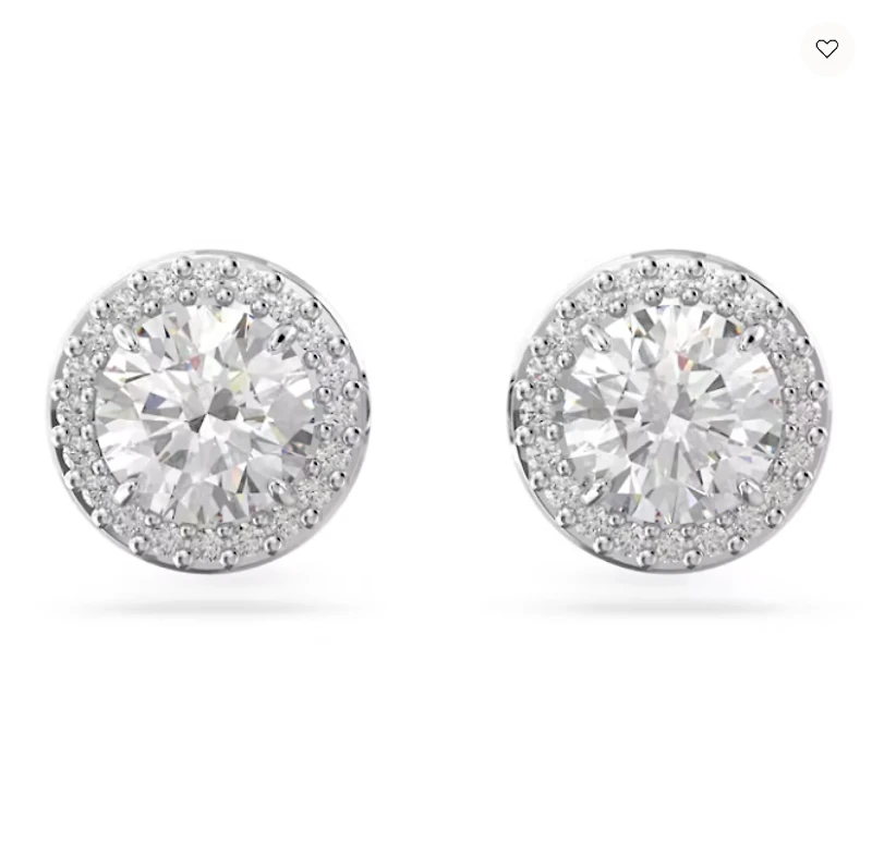 Swarovski Constella/Una stud earrings, Round cut, Pavé, White, Rhodium plated - 5636269/5648993 (SS)