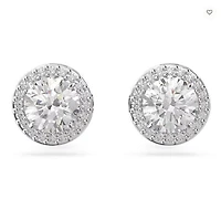 Swarovski Constella/Una stud earrings, Round cut, Pavé, White, Rhodium plated - 5636269/5648993 (SS)