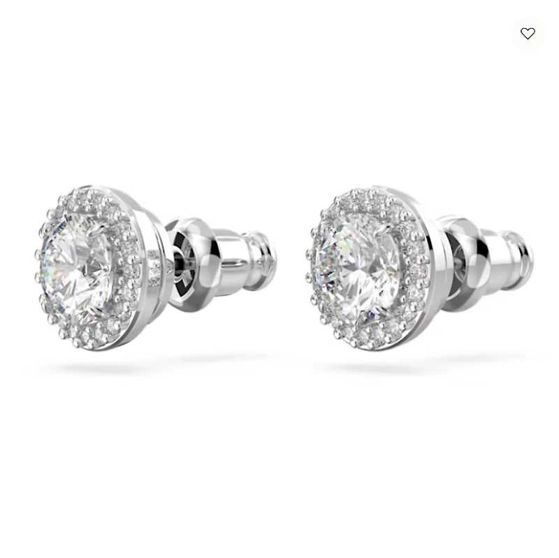 Swarovski Constella/Una stud earrings, Round cut, Pavé, White, Rhodium plated - 5636269/5648993 (SS)