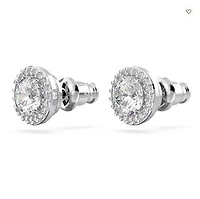 Swarovski Constella/Una stud earrings, Round cut, Pavé, White, Rhodium plated - 5636269/5648993 (SS)
