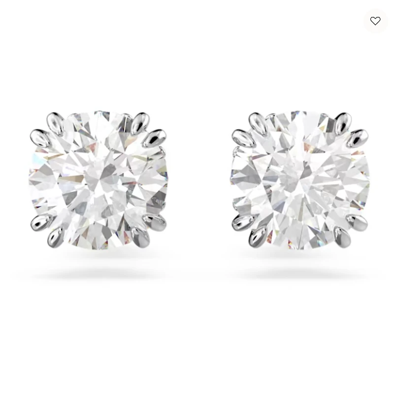 Swarovski Constella/Stilla stud earrings, Round cut, White, Rhodium plated - 5636712/5648992 (SS)