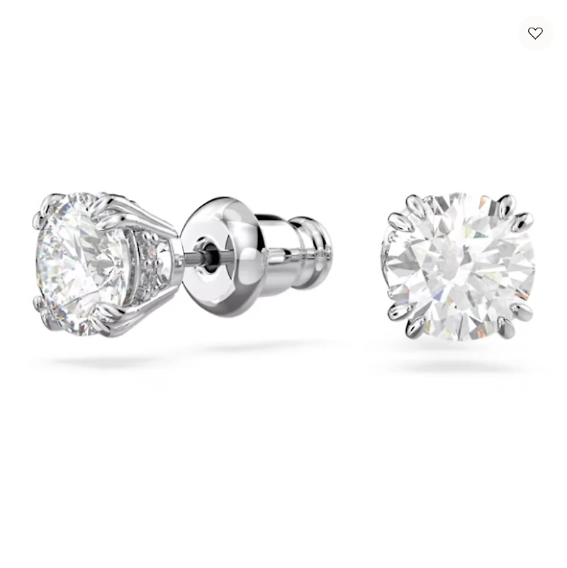 Swarovski Constella/Stilla stud earrings, Round cut, White, Rhodium plated - 5636712/5648992 (SS)