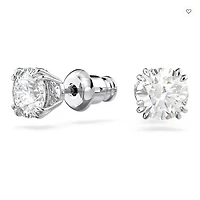 Swarovski Constella/Stilla stud earrings, Round cut, White, Rhodium plated - 5636712/5648992 (SS)