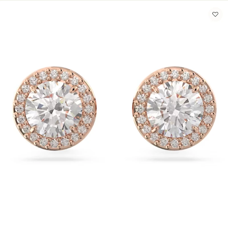 Swarovski Constella/Una Angelic stud earrings, Round cut, Pavé, White, Rose gold-tone plated - 5636275/5648995 (SS)