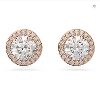 Swarovski Constella/Una Angelic stud earrings, Round cut, Pavé, White, Rose gold-tone plated - 5636275/5648995 (SS)