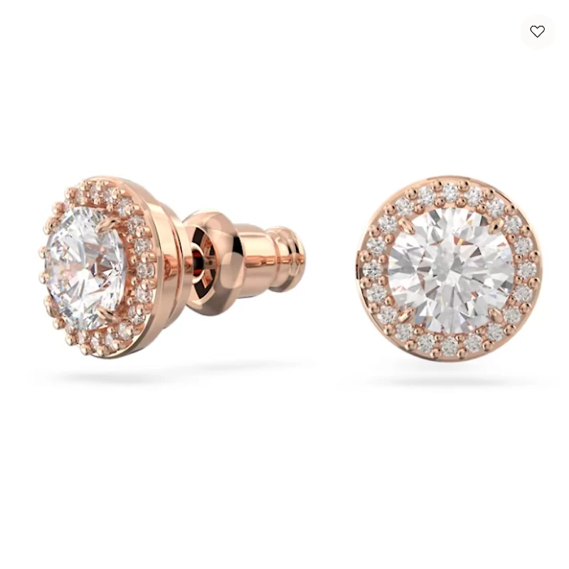 Swarovski Constella/Una Angelic stud earrings, Round cut, Pavé, White, Rose gold-tone plated - 5636275/5648995 (SS)
