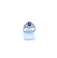 10K White Gold Created Alexandrite and White Topaz Ring - 4.5