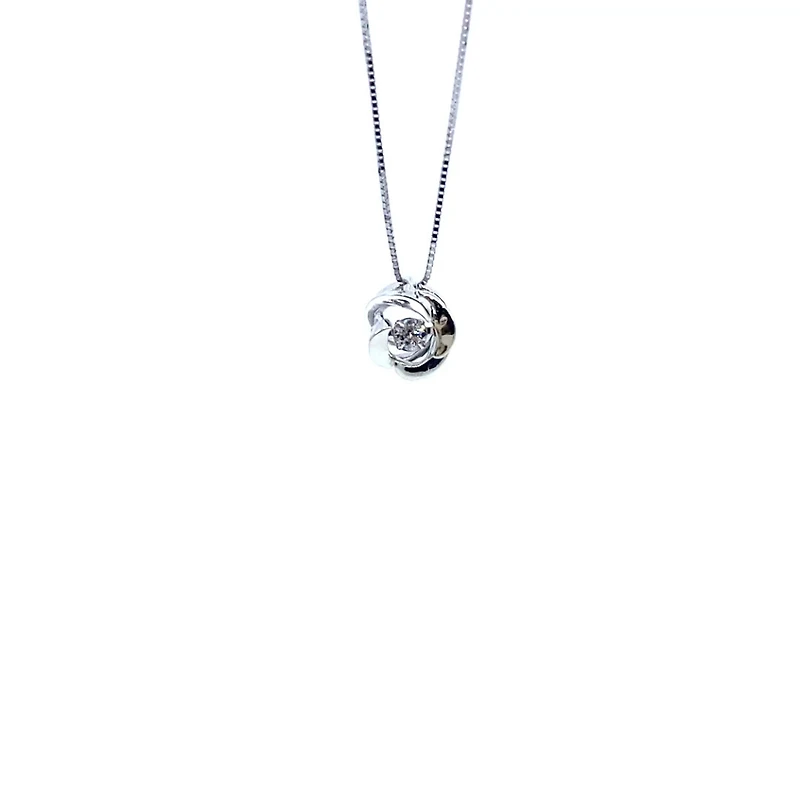 10K White Gold 0.14cttw Diamond Pulse Pendant, 18"