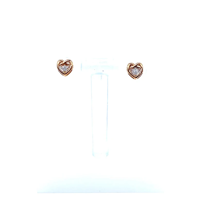 10K White & Rose Gold 0.032cttw Diamond Heart Stud Earrings