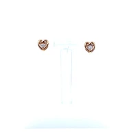 10K White & Rose Gold 0.032cttw Diamond Heart Stud Earrings