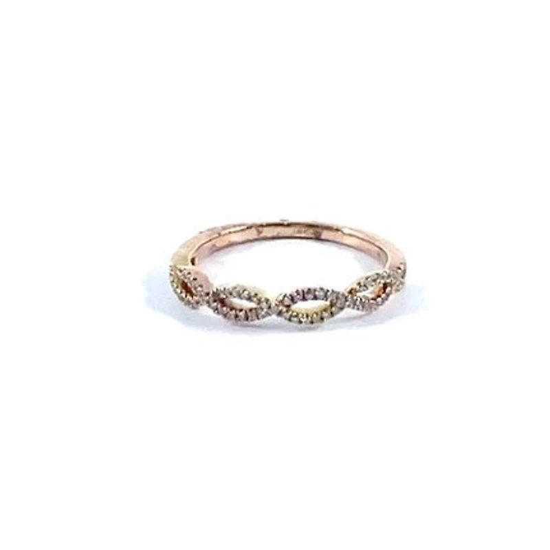 14K Rose Gold 0.18cttw Round Cut Diamond Ring, size 6 - 4.5