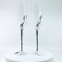 Double Heart Champagne Flutes