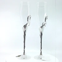 Double Heart Champagne Flutes