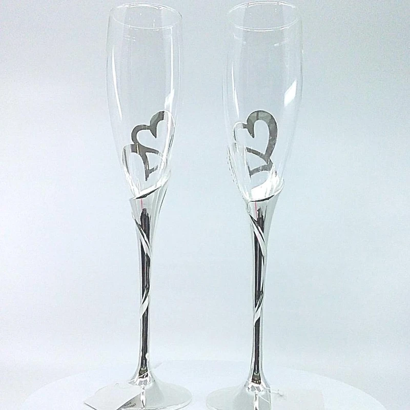 Double Heart Champagne Flutes