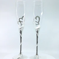 Double Heart Champagne Flutes
