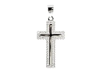 TRACKING - 925 Sterling Silver Cubic Zirconia 28mm x 15mm Crested Cross Charm