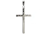 925 Sterling Silver 40mm x 21mm Hollow Cross Charm with "JESUS" Engraved