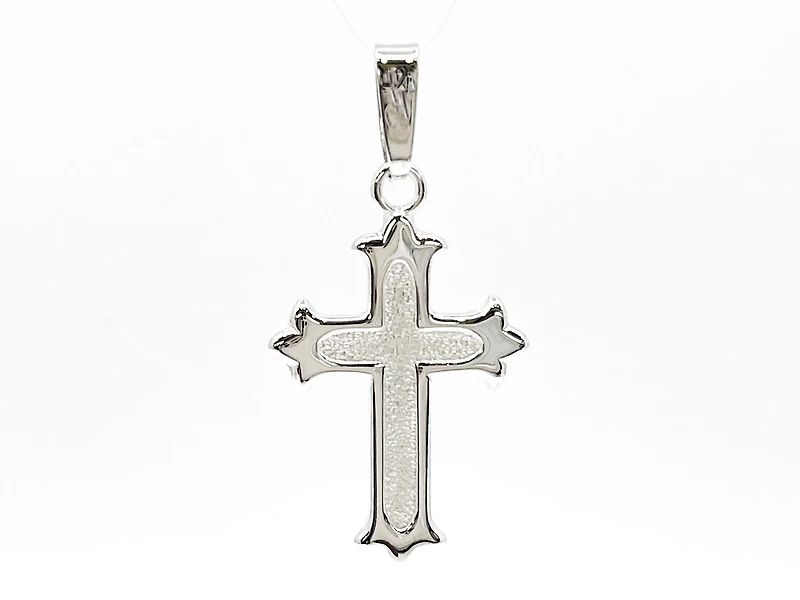 925 Sterling Silver 25mm x 16mm Brush Center Cross Charm