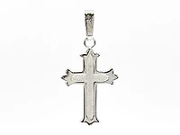 925 Sterling Silver 25mm x 16mm Brush Center Cross Charm