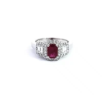 14K White Gold 1.10cttw Ruby and 0.94ttw Diamond Ring - Size 7