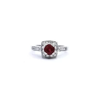 14K White Gold 0.75cttw Ruby and 0.35ttw Diamond Ring - Size 7