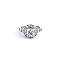 14K White Gold 1.59cttw Diamond Halo Engagement Ring, Size 6.5