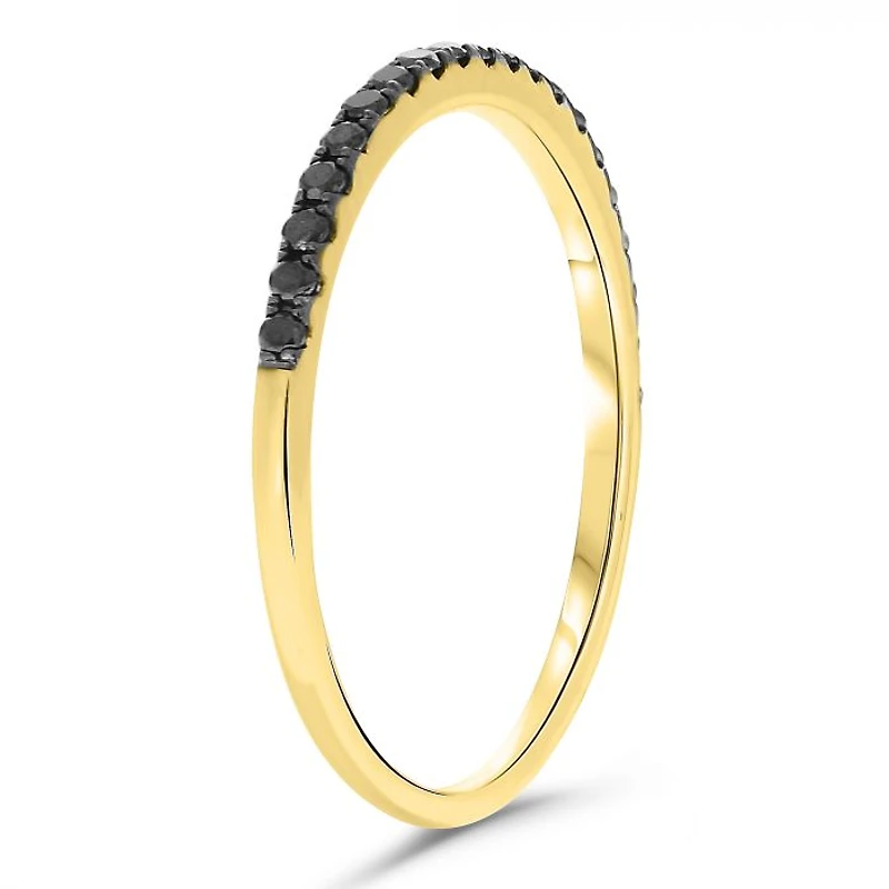 14K White, Yellow or Rose Gold 0.17cttw Black Diamond Pave Band - 14K White Gold